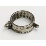 An imitation brass and nickel plated ring dial inscribed Johs Thon (Johannes Thon) and dated 1721.