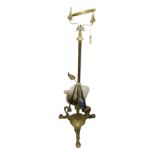 An Art Nouveau brass standard oil lamp, height 130cm.