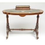 A Victorian inlaid walnut writing desk, height 82cm, width 103cm.