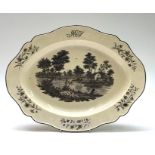 A large Wedgwood creamware shaped oval platter, 18th century,