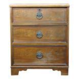 A mahogany chest of drawers, 19th century, with three drawers on bracket feet, height 81cm,