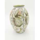 A Denby Glyn Colledge designed ovoid vase, with stylised foliate painted decoration, height 31cm,