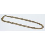 A high purity Victorian gold long guard belcher link chain with chased barrel clasp total length