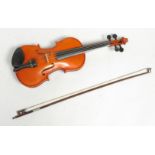An Antoni full-sized violin, model AXL 30, length of back 35.5cm with bow in hard case.