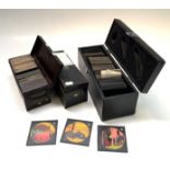 Three boxes of assorted magic lantern slides, general photographic.