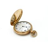 A gold plated full Hunter cased Rolex keyless pocket watch,