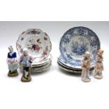 A set of five Davenport blue and white dinner plates, circa 1840, printed with the Canton pattern,