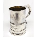 A Georgian silver mug by Samuel Godbehere & Edward Wigan with reeded girdle and scrolling 'S' heart