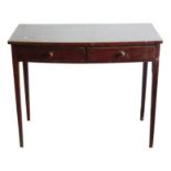 A Victorian mahogany bow front side table, with two frieze drawers on square tapering legs, 74cm,