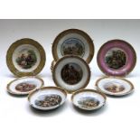 Seven assorted Prattware dessert plates, 19th century, diameter 22cm,