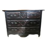 A continental mahogany serpentine commode chest, 18th century,