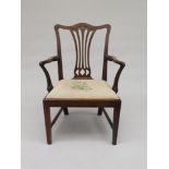 A George III mahogany open armchair,