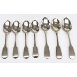 Three Victorian Scottish silver fiddle pattern teaspoons by John Murray,