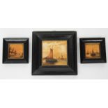 A pair of small oils on ceramic panel, indistinctly signed Hofman?, each depicting a Dutch scene,