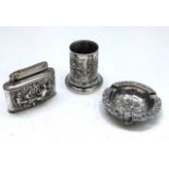 A Dutch style silver coloured metal ashtray,