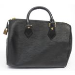 A Louis Vuitton black Alma Epi handbag, monogram to each side, canvas lined interior,