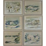 A collection of seven small watercolours by Alfred Birdsey (1912-1996), Bermudian views,