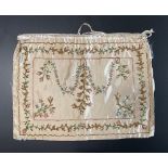 18th century cream satin silk drawstring bag,
