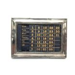 An Edwardian plain silver mounted calendar, 11.2 x 16cm.