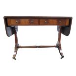 A George III style mahogany sofa table with two frieze drawers, height 73cm, width 95cm, depth 61.