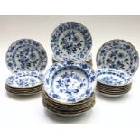 Meissen onion pattern blue and white dinnerware, 19th century and later,