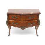 A French bombe kingwood and marquetry serpentine commode, circa 1900,