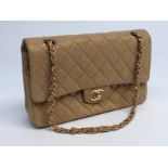 A Chanel tan lambskin leather quilted handbag,