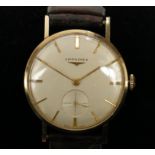 A Longines gentleman's 9ct gold cased manual wristwatch, the cal.