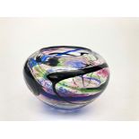 A Norman Stuart Clarke studio glass bowl, with multi-coloured striated decoration, signed and dated,