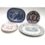 A Ridgeway patent ironstone plate, circa 1840, decorated in Imari colours with a vase of flowers,
