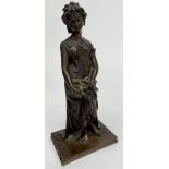 A bronze figure of a young woman, probably French, late 19th century,
