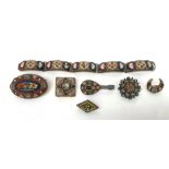 A collection of Italian micro mosaic jewellery.