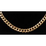 A hollow curb link 9ct gold necklace, 21.9g.