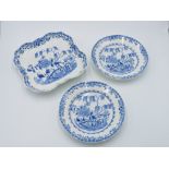 A Swansea porcelain blue and white square dish, printed with the elephant rock pattern, 24cm,