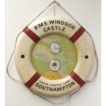 A Ship's life ring, painted 'RMS Windsor Castle Union Castle line Southampton',