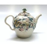 An English creamware teapot and cover, 18th century,
