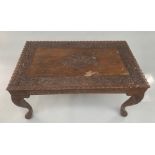 An Anglo Indian carved wood centre table,