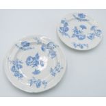 Two Swansea blue and white porcelain printed plates, mid 19th century,