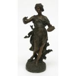 A spelter figure of a classical maiden, 19th century, height 56cm.