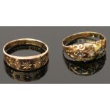 Two 18ct gold rings each gypsy set. Condition report: Weight 3.6g.