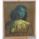 After Tretchikoff, coloured print, The Green Lady, Chinese girl, 60cm X 50cm.