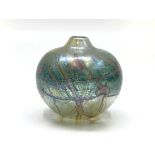 A Siddy Langley art glass lustre small vase, with streaked design, signed and dated 1988,