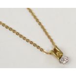 A Mappin & Webb 18ct gold solitaire diamond pendant and chain.