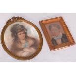 An oval pastel portrait of a young girl, late 19th century, 51cm X 43cm, in moulded gilt frame,