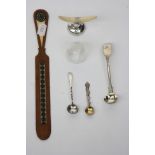 A late Georgian silver condiment spoon etc.