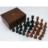 A Jacques & Son 'Staunton Chess-Men' ebony and boxwood chess set,