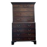 A George III mahogany secretaire chest on chest,