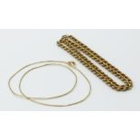 9 ct gold rope twist necklace 12.7g, a 14ct gold fine snake necklace 3.9g.