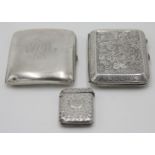 A silver acanthus engraved cigarette case,