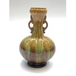 A Minton pottery vase, circa 1880, possibly of Christopher Dresser design, of moulded gourd form,